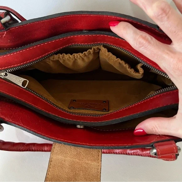 Patricia Nash Rienzo Red Tooled Leather Shoulder Bag